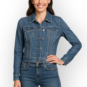 Children’s Place Est. 1989 Girls Jean Jacket XL (14) Blue Denim Button-Front EUC